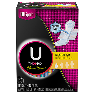 U by Kotex CleanWear Big Pak Regular Ultra Thin Pads