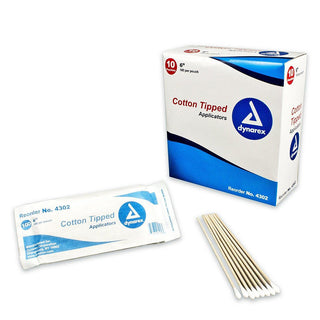 Dynarex Cotton Tipped Applicators – 6-Inch Wooden Shaft