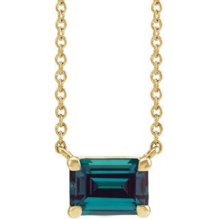 14K Yellow Gold Lab Grown Alexandrite 18" Necklace