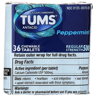 Tums Regular Strength Peppermint Antacid Chewable Tablets For Heartburn Relief