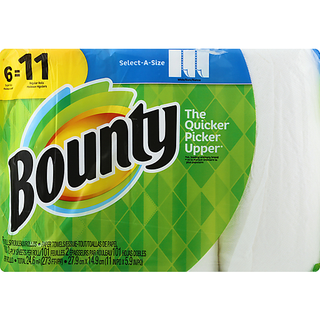 Bounty Paper Towels, Select A Size, Super Rolls, White, 2 Ply