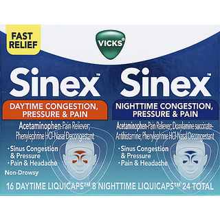 Vicks Sinex Congestion, Pressure & Pain, Daytime/Nighttime, Liqui Caps