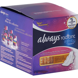 Always Radiant Light Clean Scent Overnight Infinity Pads 12 Ct Box