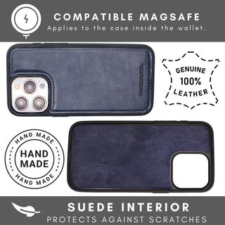 Vegas Premium Leather iPhone 15 Pro Max Wallet Case with MagSafe | Detachable RFID Blocking Luxury Wallet