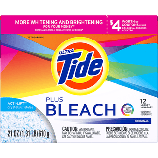 Tide Ultra Plus Bleach Original Scent Powder Laundry Detergent 12 Load 21 Oz. Box