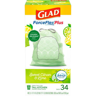 Glad Tall Kitchen Bags, Max Strength, Drawstring, Sweet Citron & Lime, 13 Gallon