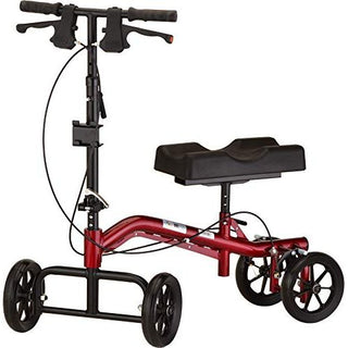 NOVA Medical Products Heavy Duty Knee Scooter, Bariatric 400 Lb. Weight Capacity Steerable Knee Scooter, Bariatric Knee Walker, Crutch Alternative, Metallic Red Color