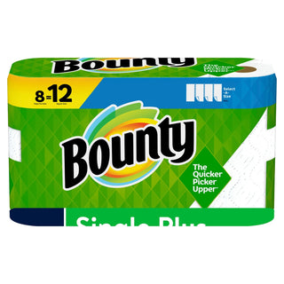 Bounty Select-a-Size Kitchen Roll Paper Towels, 2-Ply, 5.9 X 11, White, 74 Sheets/Single Plus Roll, 8 Rolls/Carton