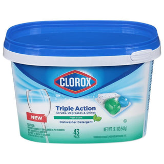 Clorox Dishwasher Detergent, Triple Action, Fresh Scent, Pacs