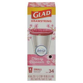 Glad Small Drawstring Trash Bags - Cherry Blossom - 34ct/4gal