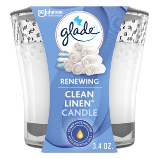 Glade Clean Linen Scent Jar Air Freshener Candle 3.4 Oz - Ivory Color