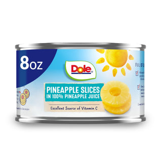 Dole Canned Pineapple Slices In 100% Fruit Juice, 8 Ounce Can P
