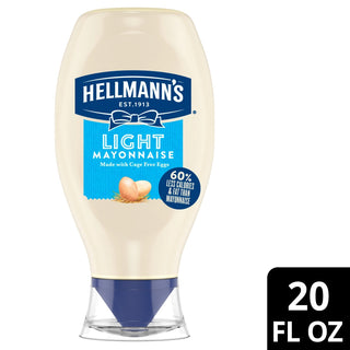 Hellmann's Made With Cage Free Eggs Light Mayonnaise, 20 Fl Oz Squeeze Bottle