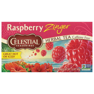 Celestial Seasonings Raspberry Zinger Caffeine Free Herbal Tea Bags 20 Ct Box