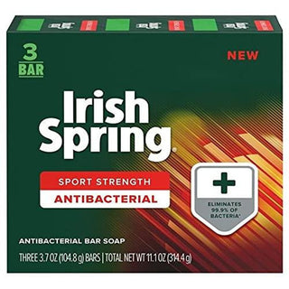Irish Spring Antibacterial Sport Strength Bar Soap 3-3.7 Oz Boxes