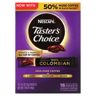 Nescafe Tasters Choice Instant, Medium, 100% Colombian, Single Serve Packets Coffee