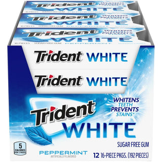 Trident White Peppermint Sugar Free Gum, 9 Packs Of 16 Pieces