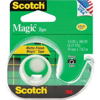 Scotch 105 Magic Matte Finish Tape With Plastic Dispenser, 3/4" X 300"