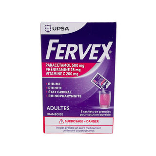 Upsa Fervex État Grippal Adultes Framboise 8 Sachets De Granulés