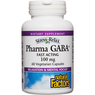Natural Factors Stress Relax, Pharma GABA, 100 Mg, 60 Vegetarian Capsules