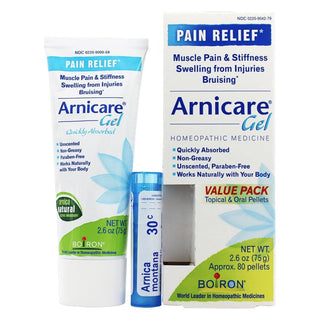 Boiron Arnicare Pain Relief Value Pack, Includes 2.6 oz Gel and 80 Oral Pellets, Homeopathic Medicine for Muscle Pain & Bruising
