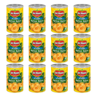 Del Monte Lite Apricot Halves In Extra Light Syrup, Canned Fruit, 12 Pack, 15 Oz Can