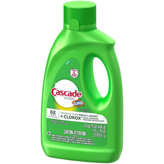 Cascade Gel Dishwasher Detergent, With Clorox, Lemon Scent, 75 Fl Oz