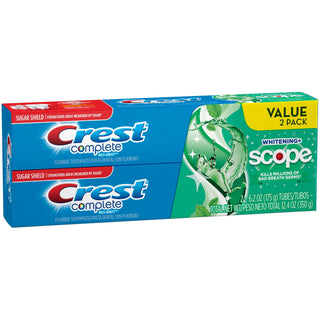 Crest Complete Multi-Benefit Toothpaste, Fluoride, Whitening + Scope, Minty Fresh Striped, Value