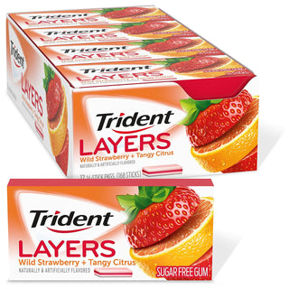 Trident Layers Wild Strawberry & Tangy Citrus Sugar Free Gum, 14 Piece Pack