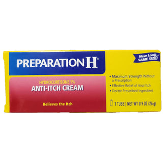 Preparation H Anti-Itch Hemorrhoid Treatment Cream With Hydrocortisone 1%, Maximum Strength Relief, Tube (0.9 Ounce)