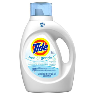 Tide Free & Gentle, HE Turbo Clean Liquid Laundry Detergent 64 Loads, 100 Fl Oz