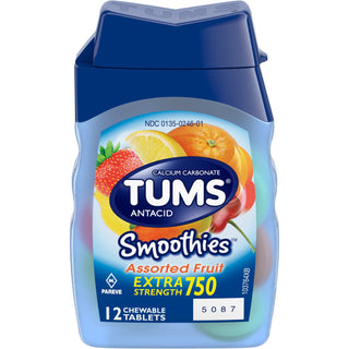 Tums Smoothies Extra Strength 750 Antacid Assorted Fruit Chewable Tablets