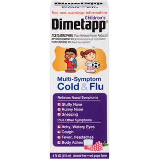 Dimetapp Cold & Flu, Multi Symptom, Red Grape Flavor 4 Oz