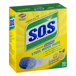 Clorox Steel Wool Pads, Soap Filled, Reusable, Lemon Fresh Scent