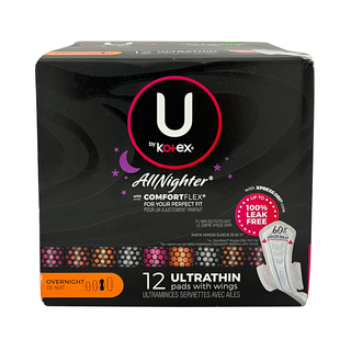 U by Kotex All Nighter Ultra Thin Overnight Pads With Wings