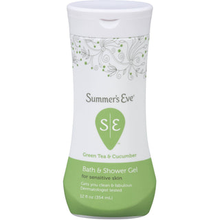 Summer's Eve Bath & Shower Gel, For Sensitive Skin, Green Tea & Cucumber 12 Oz