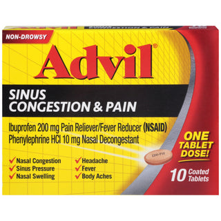 Advil Sinus Congestion & Pain Tablets 10 Ct