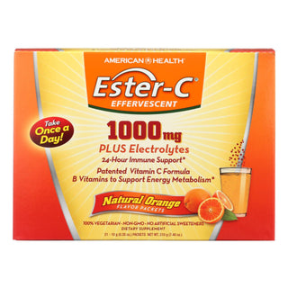 American Health Ester-C Effervescent Plus Electrolytes Natural Orange -- 1000 Mg - 21 Packets