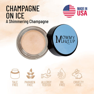 Champagne on Ice Any Wear Creme - A Waterproof Multi-tasking creme to powder product for eyes, cheeks & lips. Can be worn anywhere