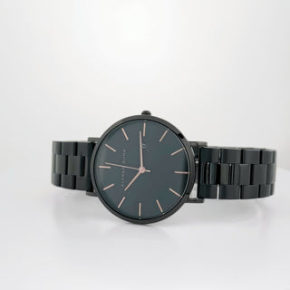 Alfred Sung Metropolitan Date Rosegold Accents Black Bracelet watch
