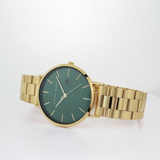 Alfred Sung Metropolitan Date Green Dial Gold Bracelet watch