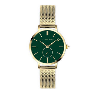 Alfred Sung Serenity Green Dial Gold Bracelet Ladies watch
