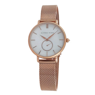 Alfred Sung Serenity Mother of Pearl White Dial Rosegold Bracelet Ladies watch