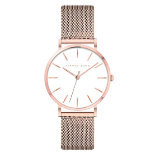Alfred Sung Muse White Dial Rosegold Bracelet Ladies watch