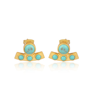 Turquoise Curved Bar Stud Earrings
