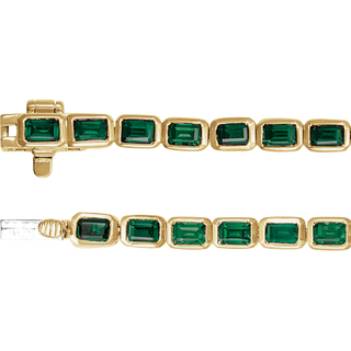 14K Yellow Gold Natural Tsavorite Garnet Line 7" Bracelet