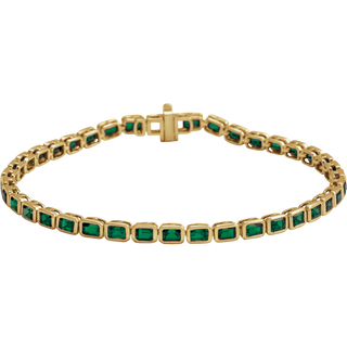 14K Yellow Gold Natural Tsavorite Garnet Line 7" Bracelet