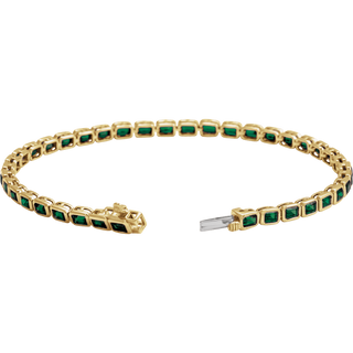 14K Yellow Gold Natural Tsavorite Garnet Line 7" Bracelet