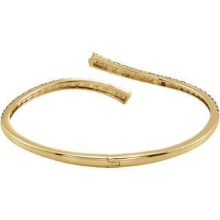 L’Arc Émeraude 14K Yellow Gold Lab-Grown Emerald Graduated Bypass Cuff Bracelet – 7 1/4 in