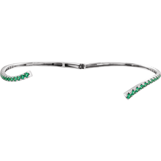 L’Arc Émeraude 14K Yellow Gold Lab-Grown Emerald Graduated Bypass Cuff Bracelet – 7 1/4 in